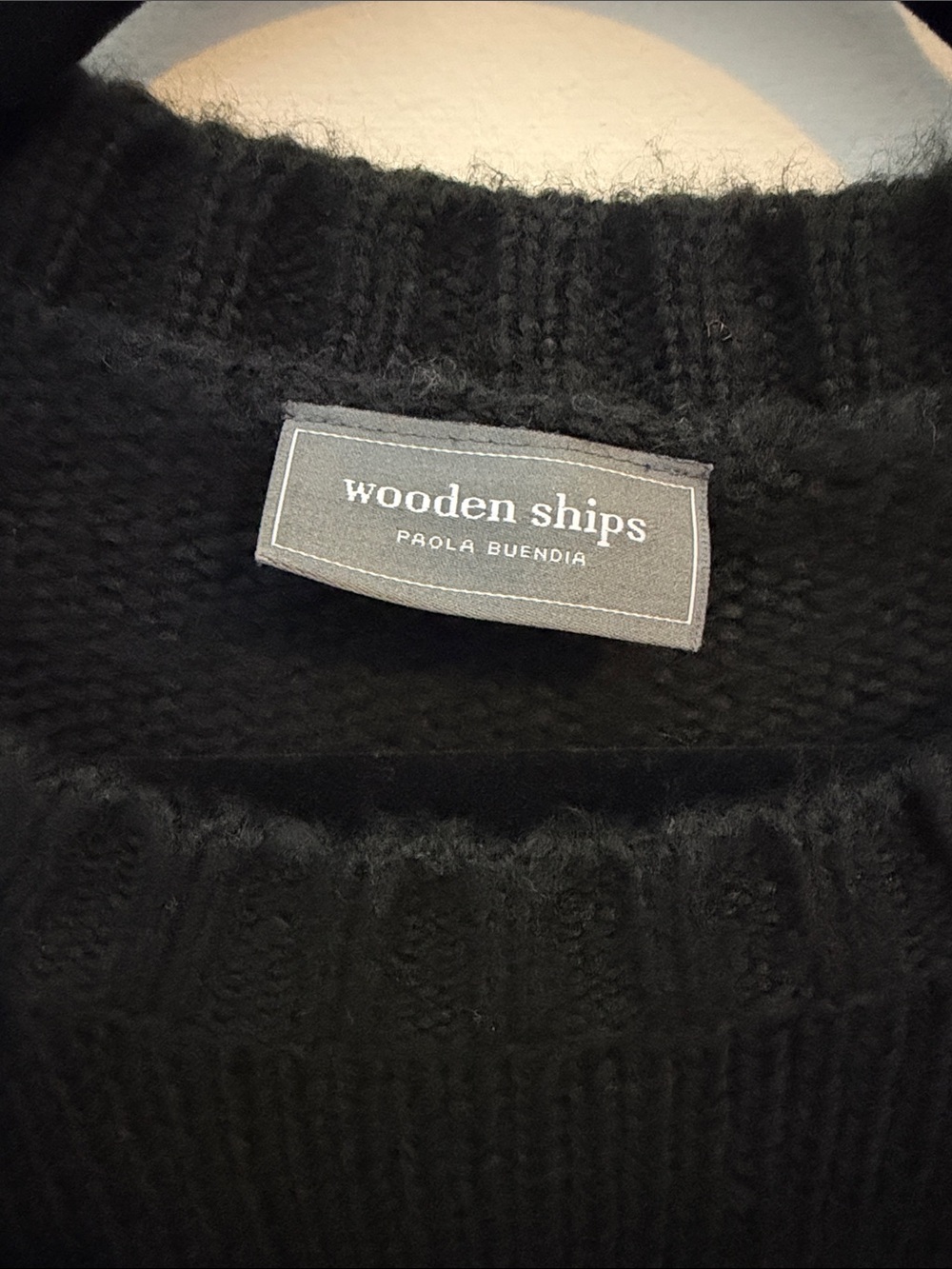 Wooden Ships Hocus Pocus Black Knit Sweater Mohair Wool M/L - Picture 2 of 5